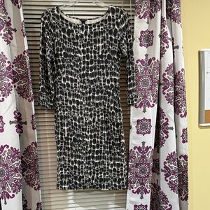 Ann Taylor Monochrome Long Sleeve Dress